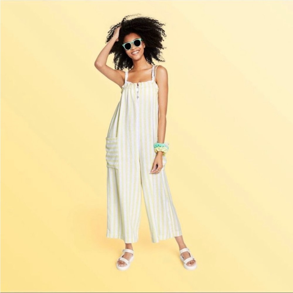 Women’s Plus Size Striped Jumpsuit - Stoney Clover Lane x Target Light Yellow